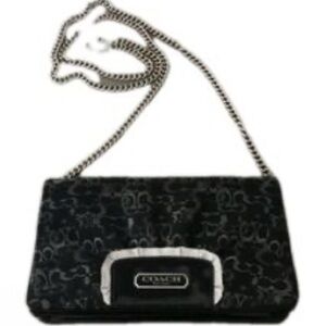 Coach Signature lurex Vintage Mini C’s Black patent/Silver Metallic  crossbody